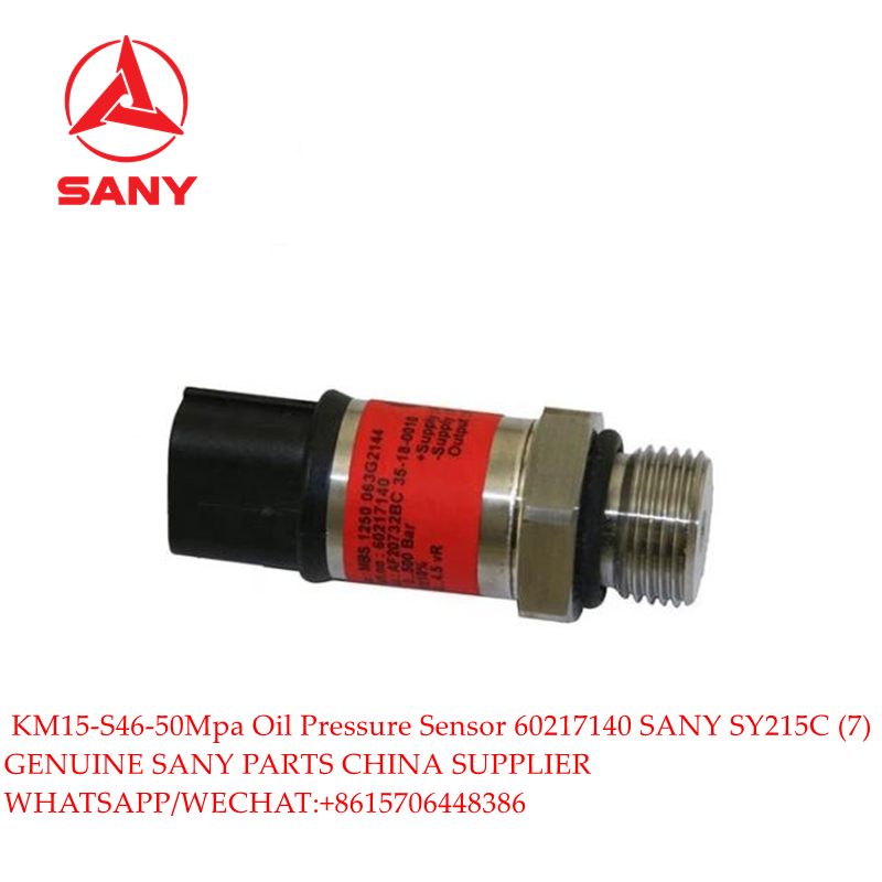60217140 60114799 Genuine SANY Excavator Oil Pressure Sensor 50MPa-5V-V2-G3/8-SUM KM15-S46-50Mpa MBS1250 063G2144 for SY65 SY215C SY215C-9 SY245H 